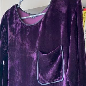 Theory Tunic| Velvet| purple long sleeved tunic top | Size P